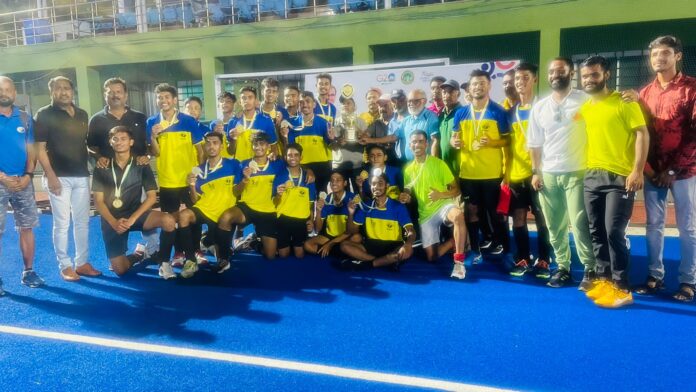 In the hockey match, girls from Bhopal won and boys from Narmadapuram won