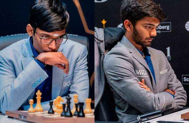 Chess: रैपिड एवं ब्लिट्ज शतरंज टूर्नामेंट में गुकेश ने कार्लसन से ड्राॅ खेलने से पहले हमवतन आर प्रगनानंदा और जर्मनी के विन्सेंट केमर को शिकस्त दी।