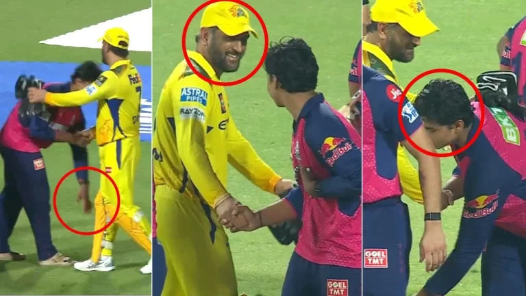 राजस्थान की जीत के बाद वैभव ने दिग्गज कप्तान धोनी के पैर छू लिया आशीर्वा