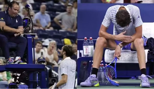 US Open: रैकेट तोड़ने और अंपायर से भिड़ने पर मेदवेदेव को भारी जुर्माना और सजा