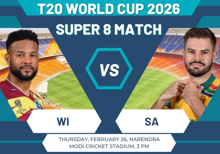 WI vs SA Super 8 Match : वेस्टइंडीज और साउथ अफ्रीका के बीच मैच का सीधा प्रसारण कहां और कैसे देखें
