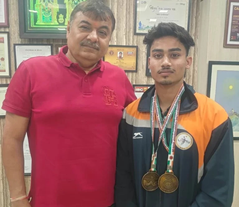 ऑल इंडिया इंटर-यूनिवर्सिटी आर्म-रेसलिंग में एलएनसीटी के हिमांशु घुसर ने जीते दो स्वर्ण