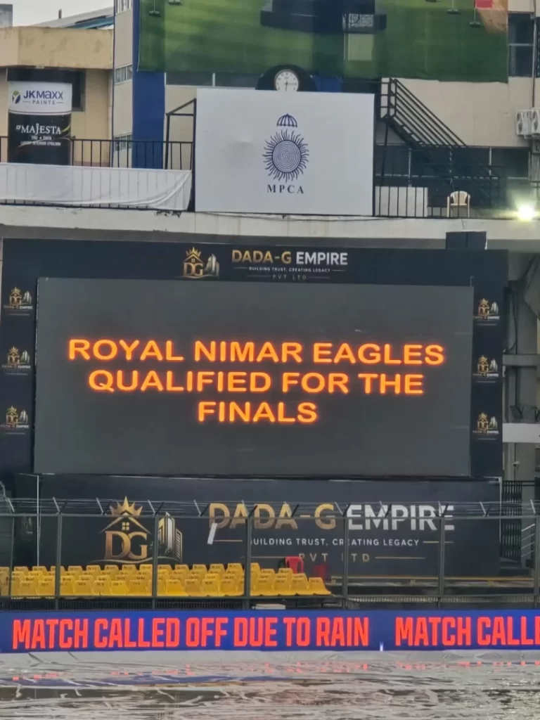 रॉयल निमाड़ ईगल्स MPL 2026 फाइनल में पहुंची, बारिश से बाधित सेमीफाइनल में लीग रैंकिंग बनी सहारा