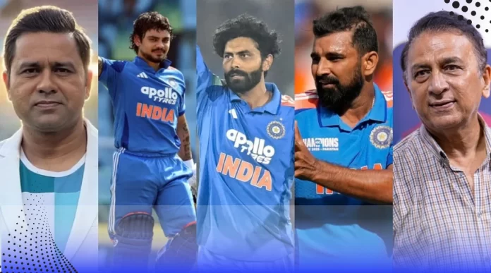 Aakash Chopra, Ishan Kishan, Ravindra Jadeja, Mohammed Shami, and Sunil Gavaskar
