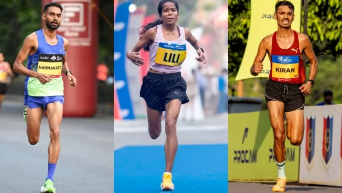 Delhi-Half-Marathon-2026-Harmanjot-Singh-Lili-Das-Kiran-Matre